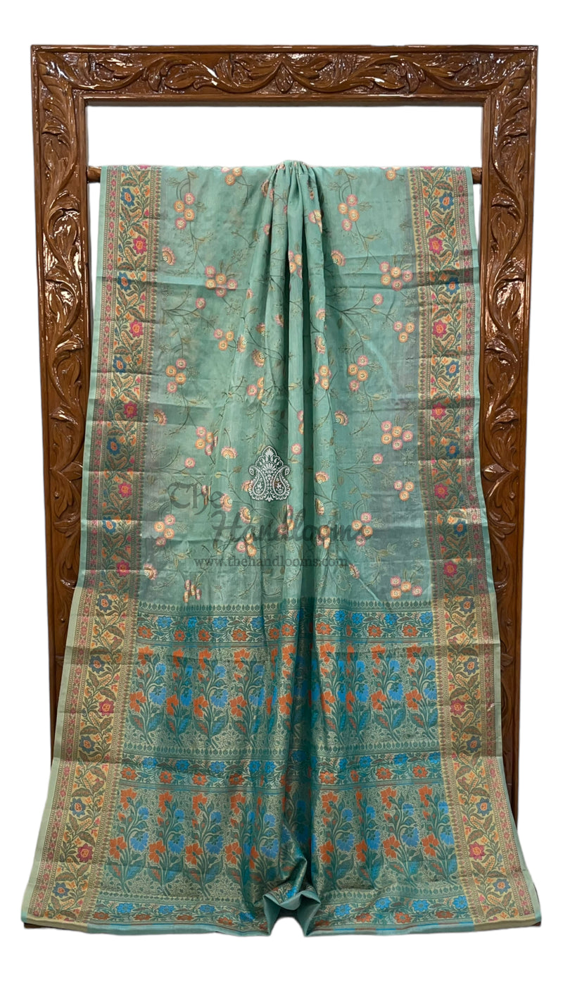 Tussar Silk Handloom Banarasi Saree With Chikankari - The Handlooms