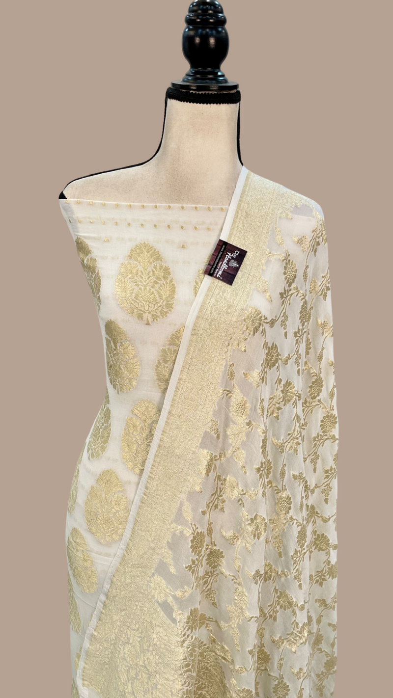 Pure Khaddi Georgette Banarasi Dress material - The Handlooms