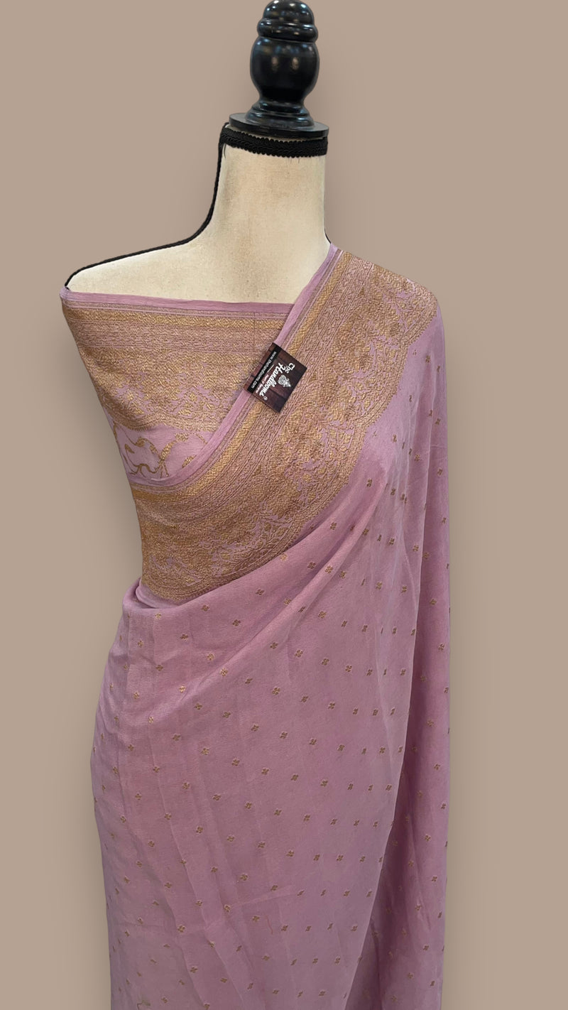 Khaddi Crepe Georgette Banarasi Saree -  Antique zari - The Handlooms