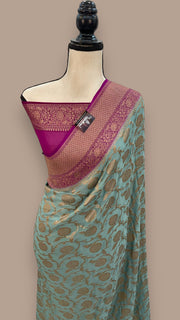 Khaddi Georgette Banarasi Saree -  Antique zari - The Handlooms