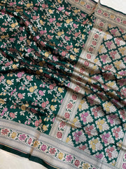 Pure Katan Silk Banarasi Handloom Saree - All over Jaal work with Meenakari - The Handlooms