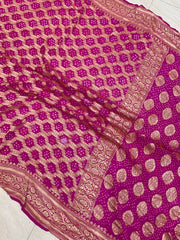 Pure Georgette Banarasi Bandhej Handloom Saree - The Handlooms