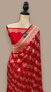 Pure Katan Silk Banarasi Handloom Saree - All over Sona Roopa Jaal work - The Handlooms