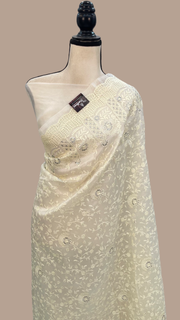 Pure Organza Chikankari Handloom Banarasi Saree - The Handlooms
