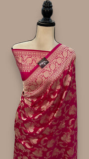 Pure Katan Silk Banarasi Handloom Saree - All Over Jaal Work - The Handlooms