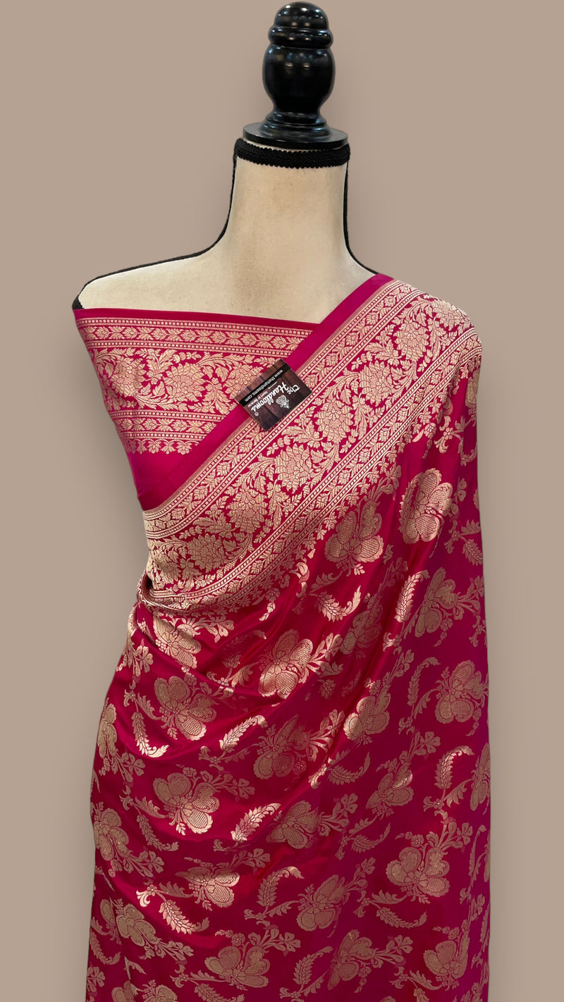 Pure Katan Silk Banarasi Handloom Saree - All Over Jaal Work - The Handlooms