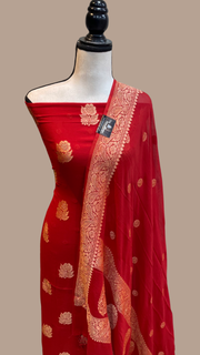 Pure Khaddi Georgette Banarasi Dress material - The Handlooms