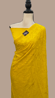 Pure Georgette Chikankari Handloom Banarasi Saree - The Handlooms