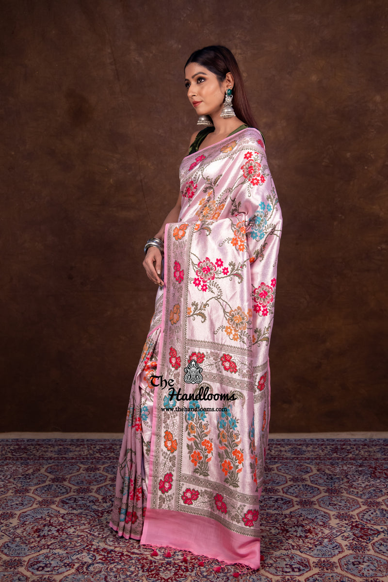 Pure Tussar Georgette Brocade Handloom Banarasi Saree - The Handlooms