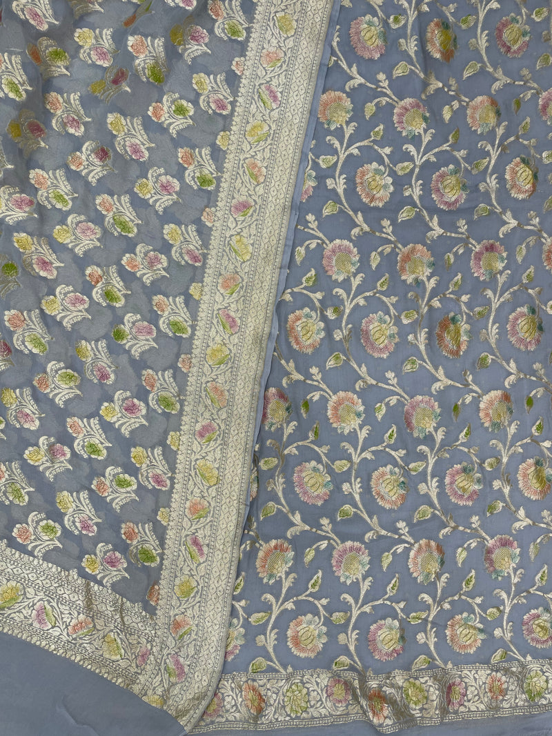 Pure Khaddi Georgette Banarasi Dress material - The Handlooms