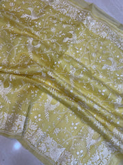 Pure Organza Chikankari Handloom Banarasi Saree - The Handlooms