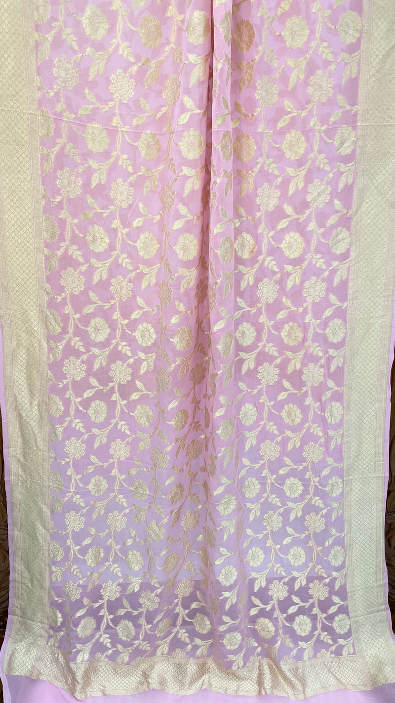 Pure Khaddi Georgette Dupatta - water zari - The Handlooms
