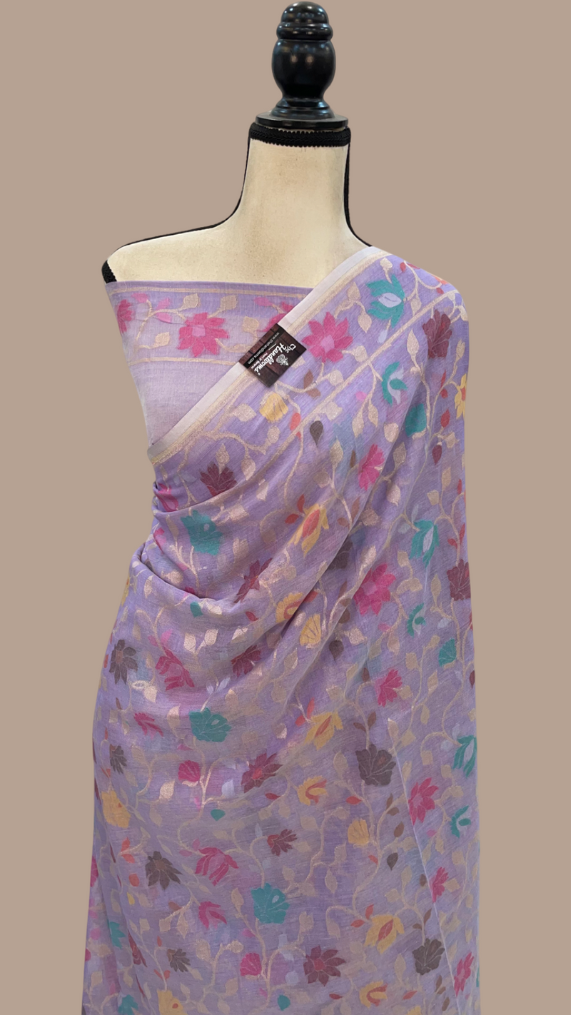 Pure Cotton Jamdani Handloom Banarasi Saree - The Handlooms