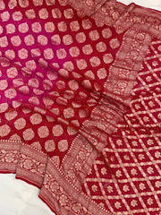 Pure Georgette Banarasi Bandhej Handloom Saree - The Handlooms