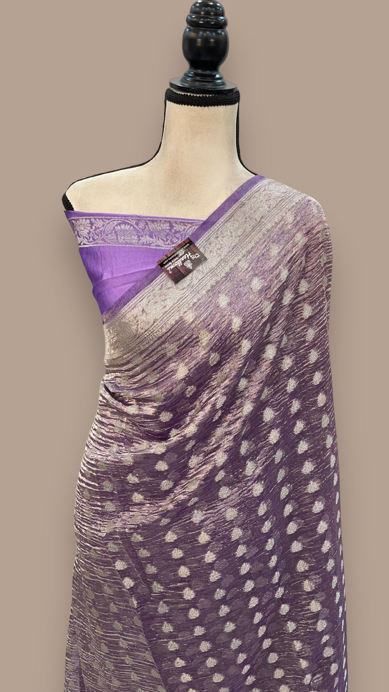 Pure Kora Tissue Crush Handloom Banarasi Saree - The Handlooms