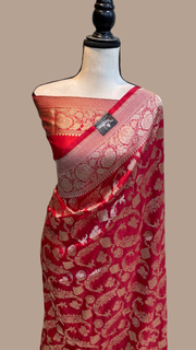 Pure Katan Silk Banarasi Handloom Saree - All Over Jaal Work - The Handlooms