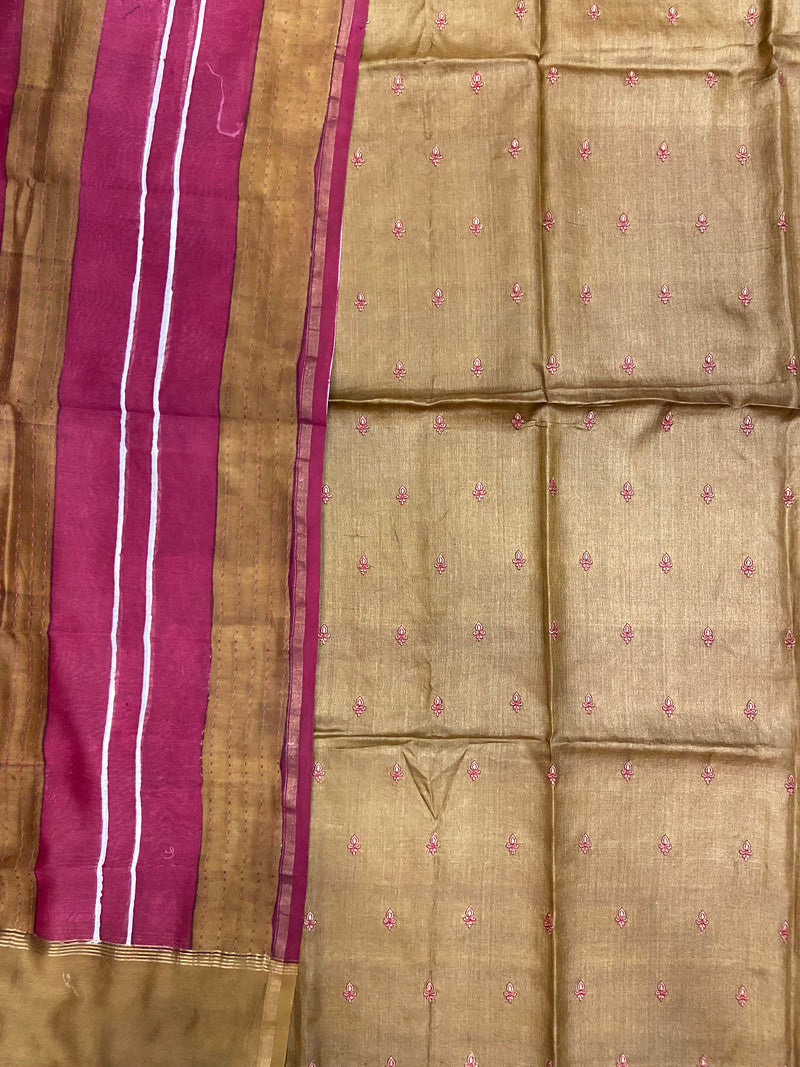 Pure Tussar Silk Handloom Banarasi Dress Material