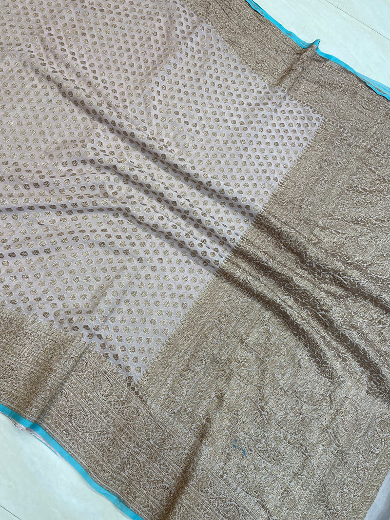 Khaddi Georgette Banarasi Saree -  Antique zari - The Handlooms