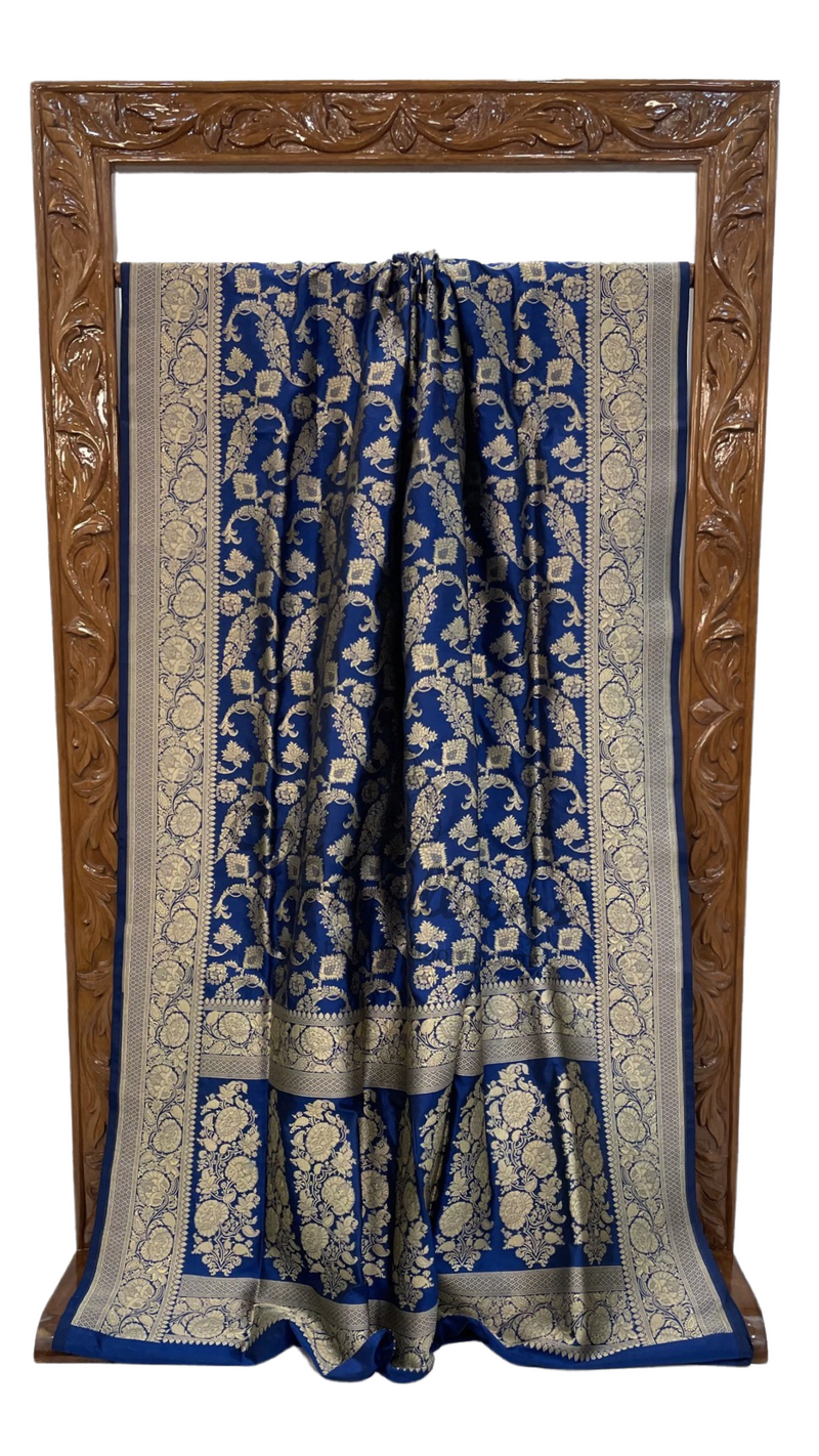 Pure Katan Silk Banarasi Handloom Saree - All Over Jaal Work - The Handlooms