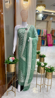 Khaddi Georgette Handlooms Banarasi Dress material - The Handlooms