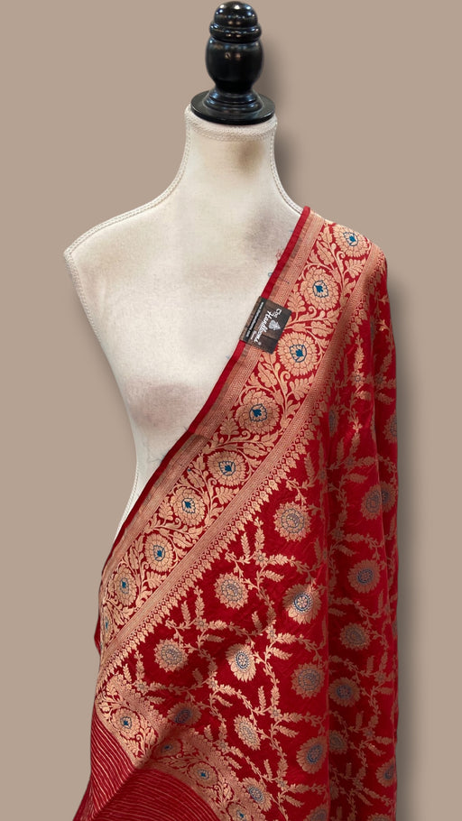 Pure Katan Silk Handloom Banarasi Dupatta - Meenakari - The Handlooms