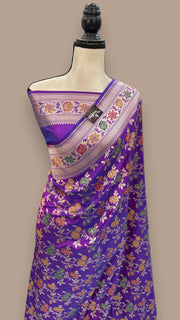 Pure Katan Silk Banarasi Handloom Saree - All over Jaal work with Meenakari - The Handlooms