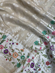 Tussar Georgette Handloom Banarasi Saree - Paithani Border - The Handlooms