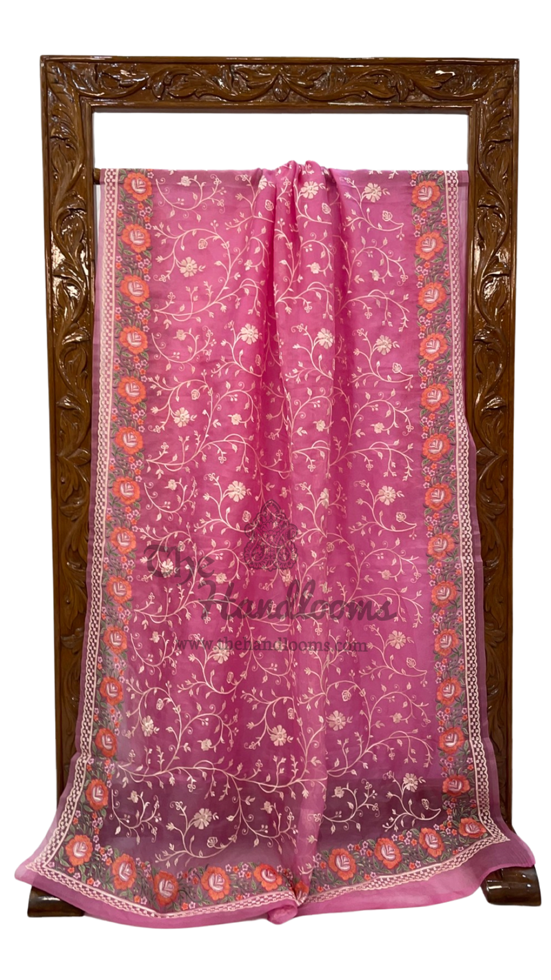 Pure Organza Chikankari Handloom Banarasi Saree - The Handlooms