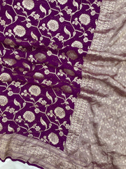 Khaddi Georgette Handloom Banarasi Saree - The Handlooms