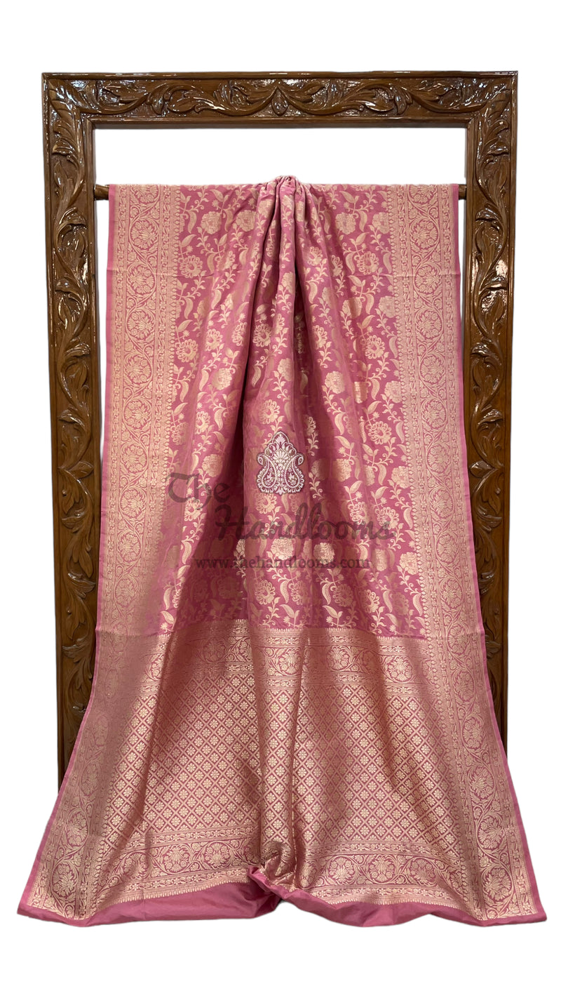 Pure Katan Silk Banarasi Handloom Saree - All Over Jaal Work - The Handlooms