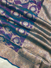 Pure Katan Silk Banarasi Handloom Saree - All over Sona Roopa Jaal work - The Handlooms