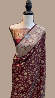 Pure Katan Silk Banarasi Handloom Saree - All Over Jaal Work - The Handlooms
