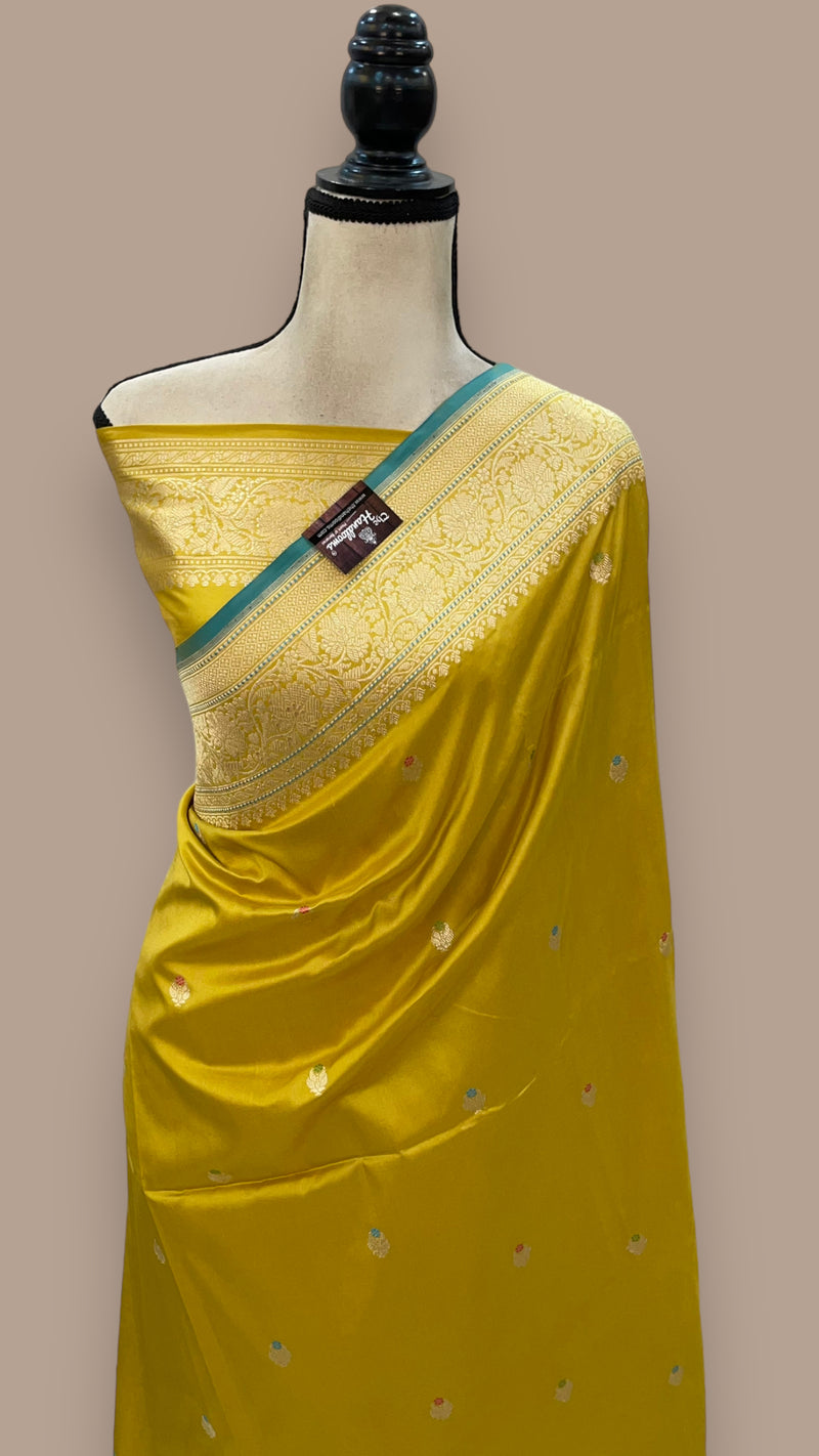 Pure Katan Silk Banarasi Handloom Saree - All over Kadua motifs With Meenakari - The Handlooms