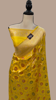 Pure Katan Silk Banarasi Handloom Saree - All over Jaal work - With Meenakari - The Handlooms