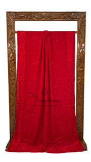 Pure Georgette Chikankari Handloom Banarasi Saree - The Handlooms
