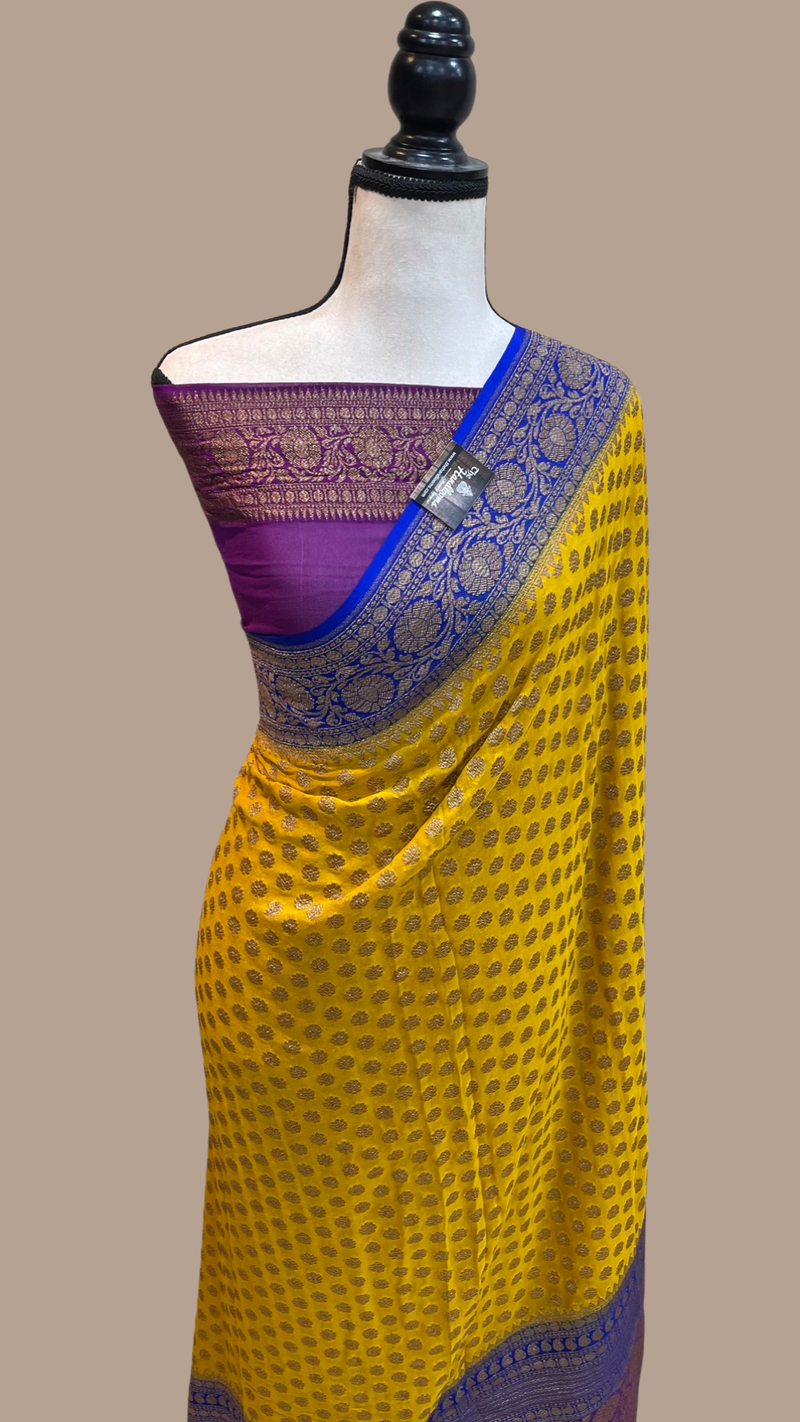 Khaddi Georgette Banarasi Saree -  Antique zari - The Handlooms