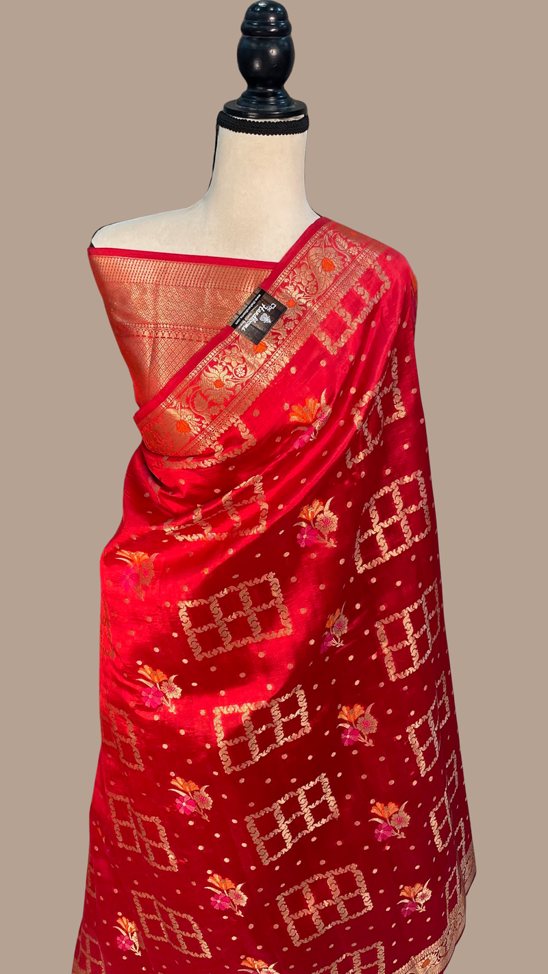 Pure Dupion Silk Banarasi Saree - Gold Zari - The Handlooms