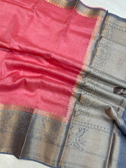 Pure linen Banarasi Saree - The Handlooms