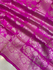 Pure Katan Silk Banarasi Handloom Saree - All Over Jaal Work - The Handlooms