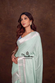 Pink Pure Chiffon Khaddi Banarasi Saree - The Handlooms