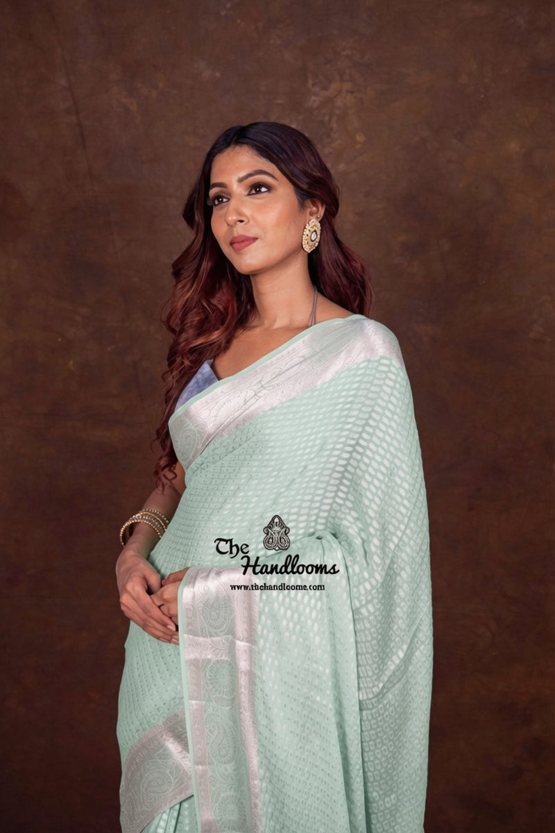 Pink Pure Chiffon Khaddi Banarasi Saree - The Handlooms
