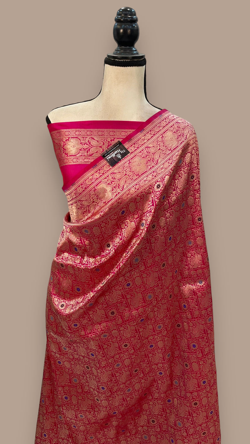 Pure Katan Silk Banarasi Handloom Saree - Tanchui Brocade With Meenakari - The Handlooms