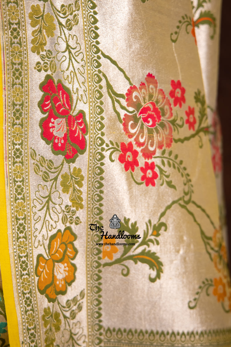 Pure Tussar Georgette Brocade Handloom Banarasi Saree - The Handlooms