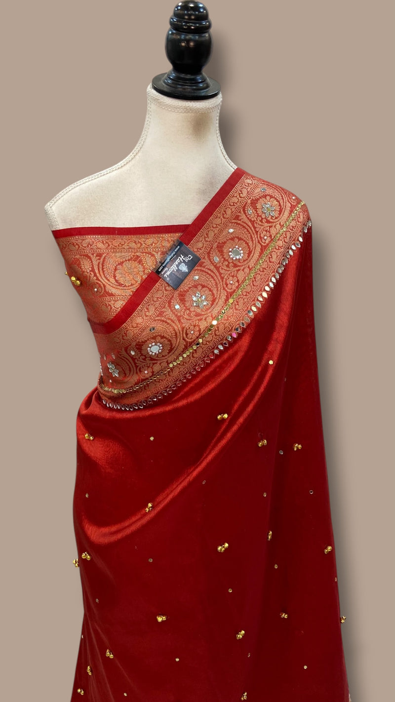 Pure Kora Tissue Silk Handloom Banarasi Saree - Handwork