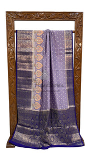 Pure Chiniya Silk Handloom Banarasi Saree with Chikankari - The Handlooms