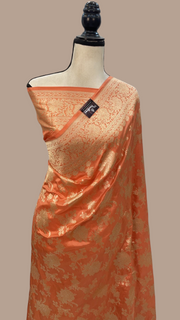 Pure Katan Silk Banarasi Handloom Saree - All Over Jaal Work - The Handlooms