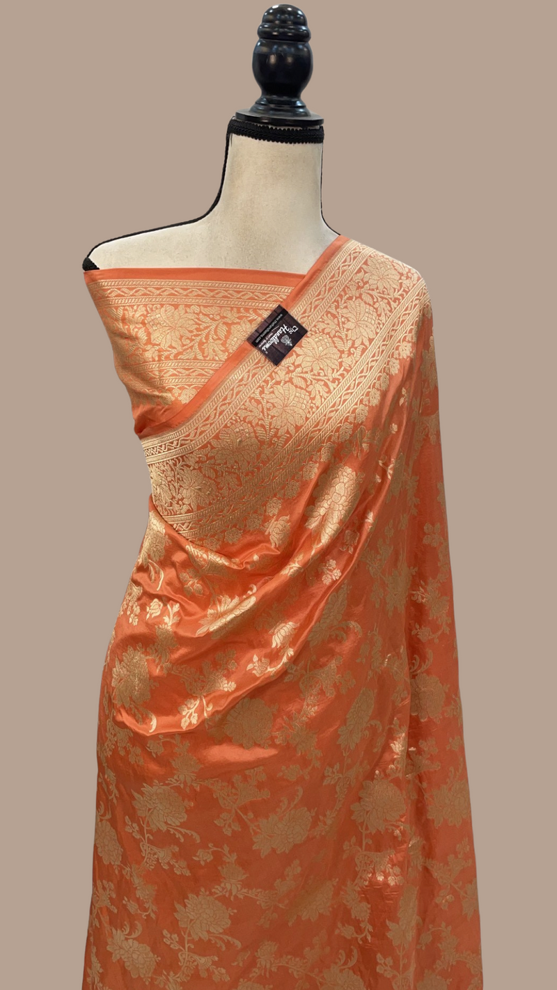 Pure Katan Silk Banarasi Handloom Saree - All Over Jaal Work - The Handlooms