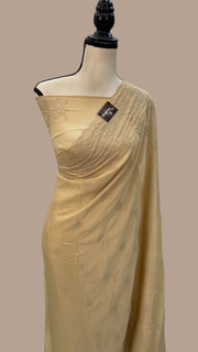 Pure Georgette Chikankari Handloom Banarasi Sare - The Handlooms