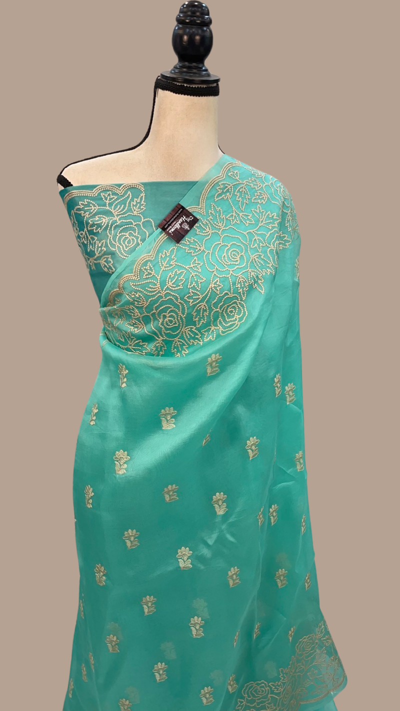 Organza Chikankari Handloom Banarasi Saree - The Handlooms