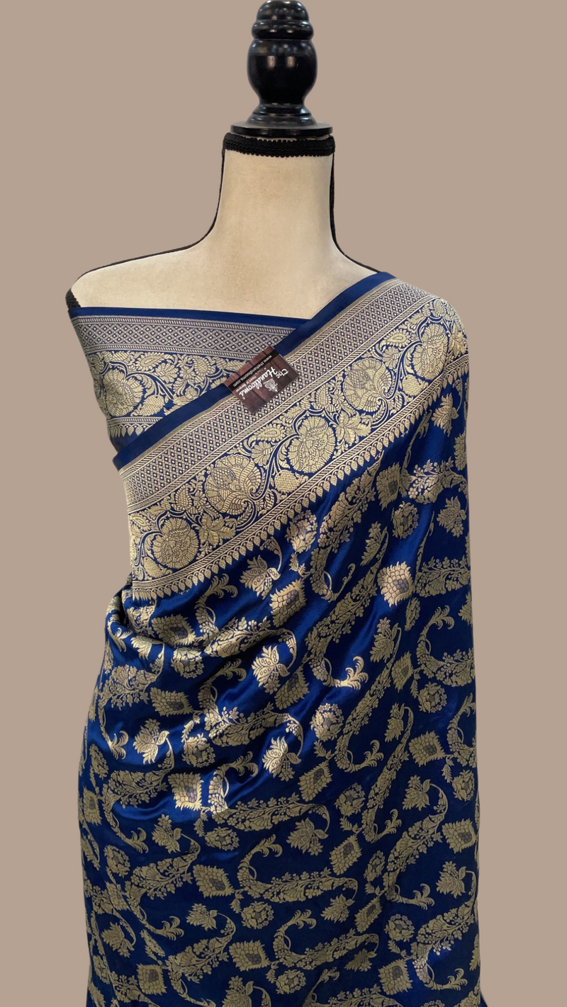Pure Katan Silk Banarasi Handloom Saree - All Over Jaal Work - The Handlooms